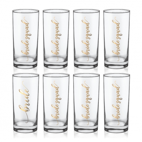 Bride Squad Highball Drinking Glasses Set of 8, GroomBrideGifts Bridal Party Wine Glasses, Bachelorette Party Cups Gifts.