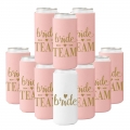 GroomBrideGifts 10 Packs Slim Can Cooler Bachelorette Party Favors Bridesmaid Gifts Bride Team Coozies.