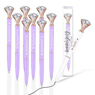 GroomBrideGifts 10 Pcs Bridal Shower Pens Crystal Diamond Ballpoint Pens Bridesmaid Pens for Wedding Baby Shower Bachelorette Party Favors