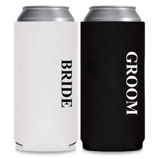 GroomBrideGifts Bride and Groom Gift Wedding Novelty Can Cooler Bridal Shower Decoration.