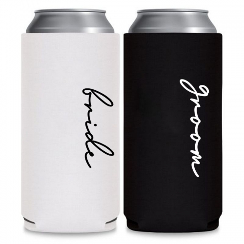 GroomBrideGifts Bride and Groom Gift Wedding Novelty Can Cooler Bridal Shower Decoration.