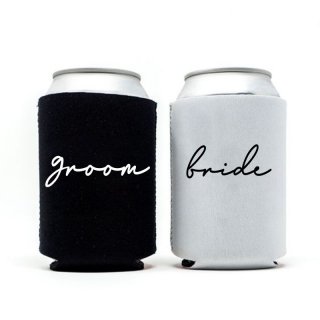 GroomBrideGifts Bride and Groom Gift Wedding Novelty Can Cooler Bridal Shower Decoration.