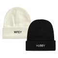 GroomBrideGifts Honeymoon Essentials Gifts, Hubby and Wifey Matching Winter Beanie Hat Set, Couples Wedding Gift Ideas.