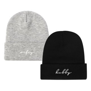 GroomBrideGifts Honeymoon Essentials Gifts, Hubby and Wifey Matching Winter Beanie Hat Set, Couples Wedding Gift Ideas.