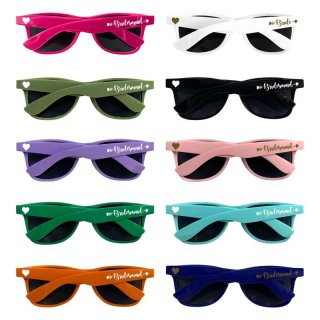 GroomBrideGifts Bridesmaid Gifts Heart Shaped Sunglasses - Set Of 10 Pcs Bachelorette Party Favors Decorations Accessories