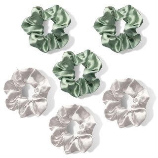 GroomBrideGifts 6 Pack Satin Scrunchies for Women, Non Slip, No Damage Scrunchies Hair Ties.