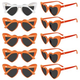 GroomBrideGifts Bridesmaid Gifts Heart Shaped Sunglasses - Set Of 10 Pcs Bachelorette Party Favors Decorations Accessories